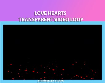 Animated Love Hearts Twitch Overlay: Transparent Video Loop (Digital Download)