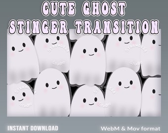 Cute Halloween Ghost Animation. Twitch Stinger. Video Transition.