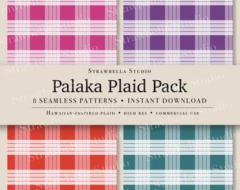 Palaka Plaid Seamless Patterns | Hawaiian Fabric Design (Digital Download)