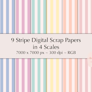 Stripe Digital Papers - Pastel Striped Bundle - Cute Seamless Wrapping Paper Pattern