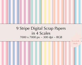 Pastel Stripe Digital Paper: Seamless Pattern Bundle (Digital Download)