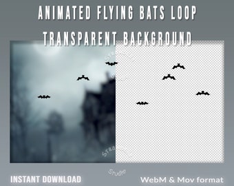 Spooky Halloween Flying Bats Overlay: Twitch Livestream Decoration (Digital Download)