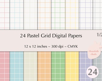 Pastel Grid Digital Paper Pack: Seamless Patterns (Instant Download)