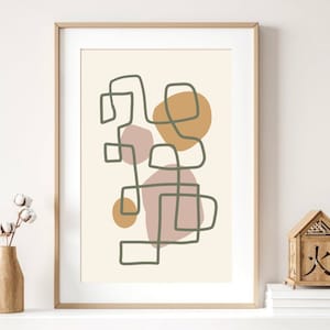 Wall Art Green Yellow Art Print, Abstract Boho Print, Mid Century Wall Art Print, Abstract Wall Decor Art Print, Green Yellow Abstract Art