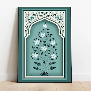 Indische Kunst, indische Wandkunst, indische Rajasthani-Miniaturmalerei, Wohnzimmerdekor, bedruckbare indische Vintage-Malerei, indisches Poster