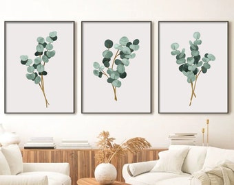 Eucalyptus Wall Art: Tropical Greenery Print  Set of 3 (Digital Download)