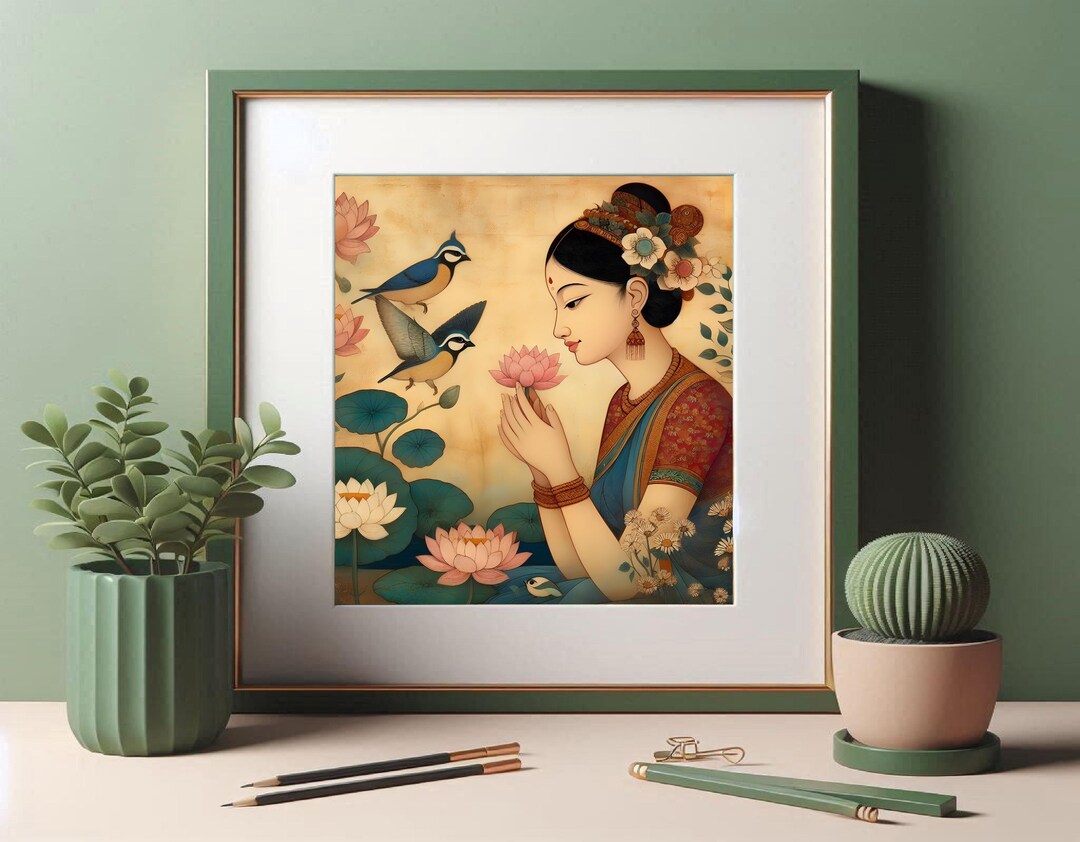 Woman Art Print: Traditional Floral Folk Art (digital Download) - Etsy