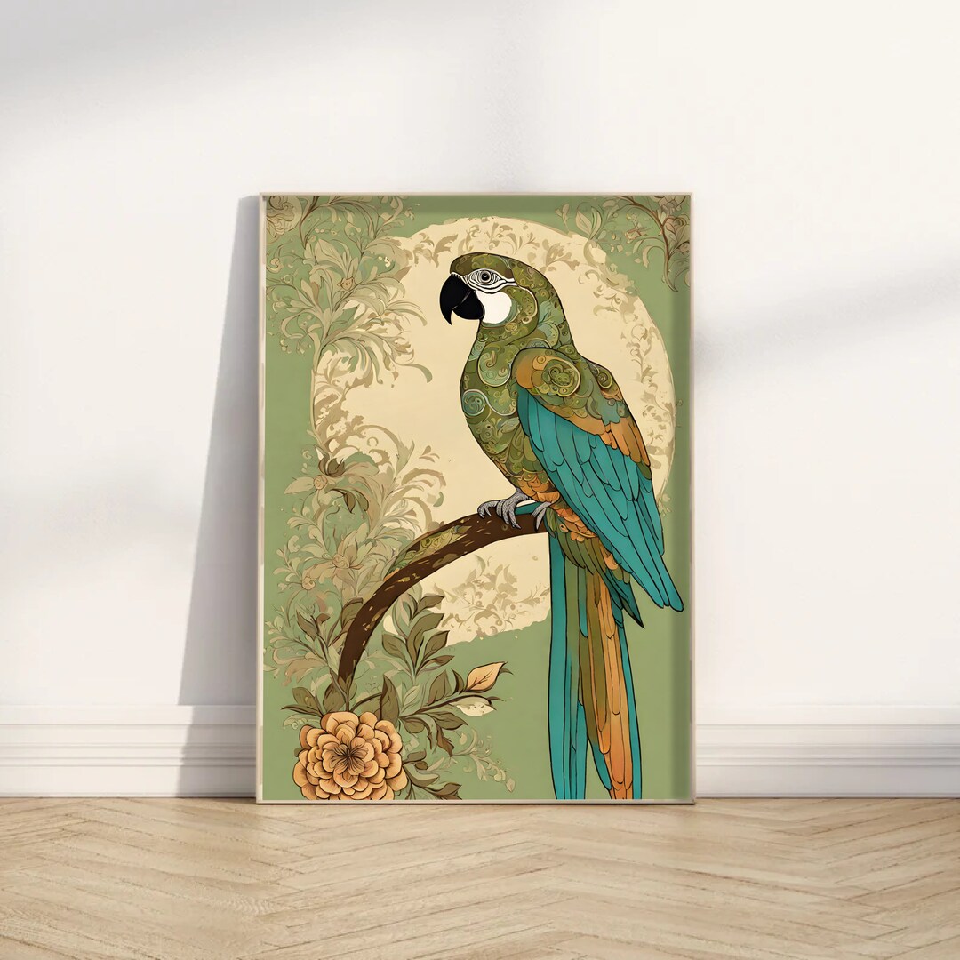 Picture of Parrot Art Print: Traditional Living Room Decor (digital Download) - Etsy