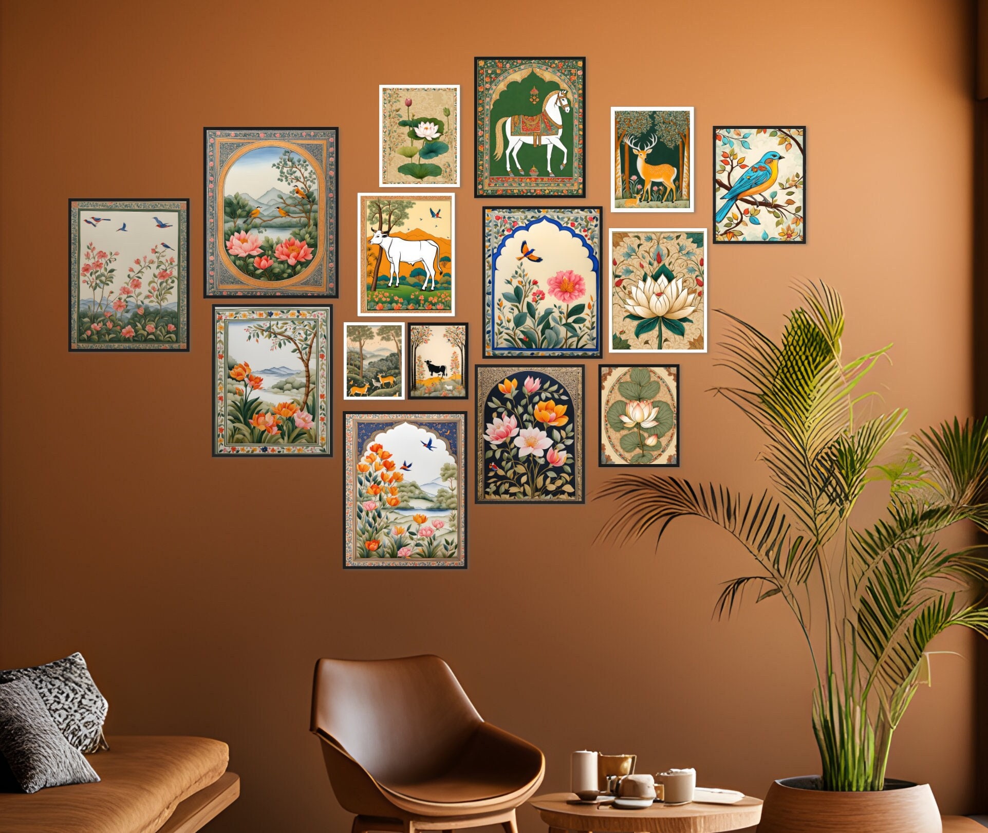 Indian Art Set of 15,indian Wall Art,indian Miniature Painting,living