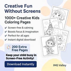 1200 Printable Coloring Pages: Kids, Toddlers, Preschool (Digital Download)