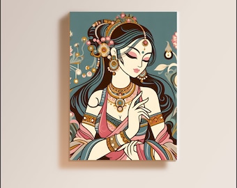 Woman Art Print: Vintage Floral Portrait (Digital Download)