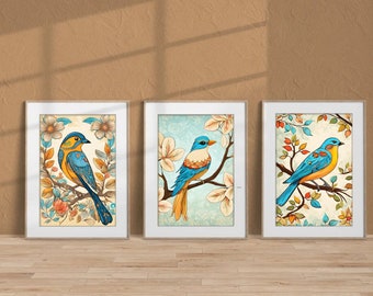 Bird Art Print Set: Traditional Pichwai Style (Digital Download)