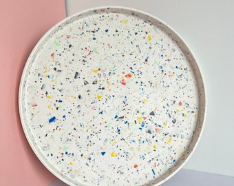 Gobstopper Terrazzo Large Round Trinket tray |Console Table Tray | Home Decor | Decorative Tray | Colourful Home Decor
