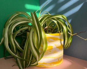 Indoor plant pot | Yellow Marbled plant pot |Planter | Colourful plant pot | Home decor