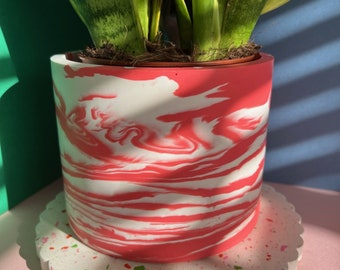 Indoor plant pot | Pink Marbled plant pot |Planter | Colourful plant pot | Home decor