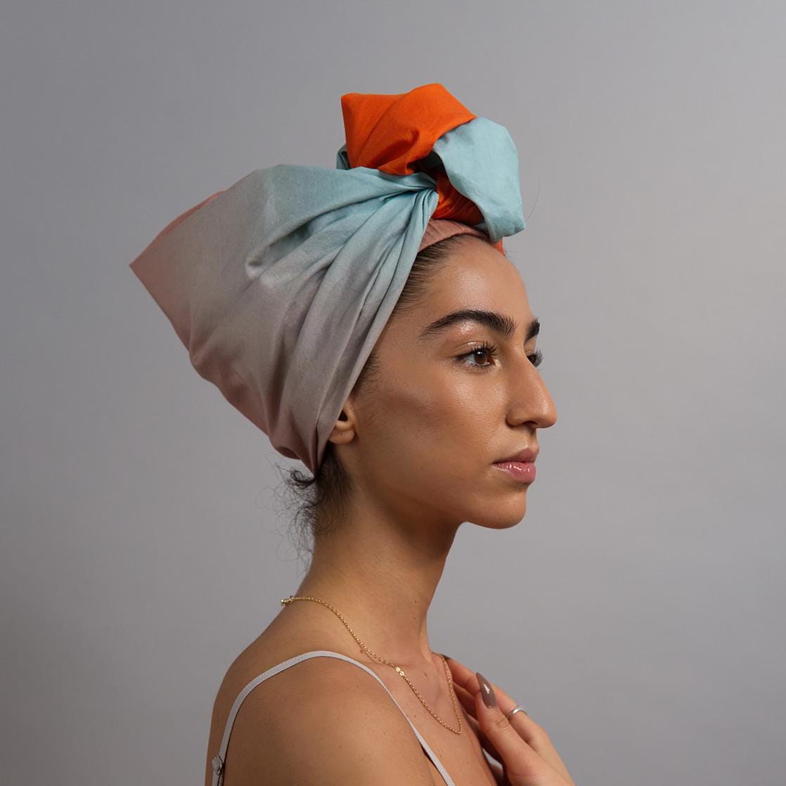 Headwrap "Mae" – headwear, headscarf, creative wrapping techniques, hair care for curly and frizzy hair, hair protection, hair loss