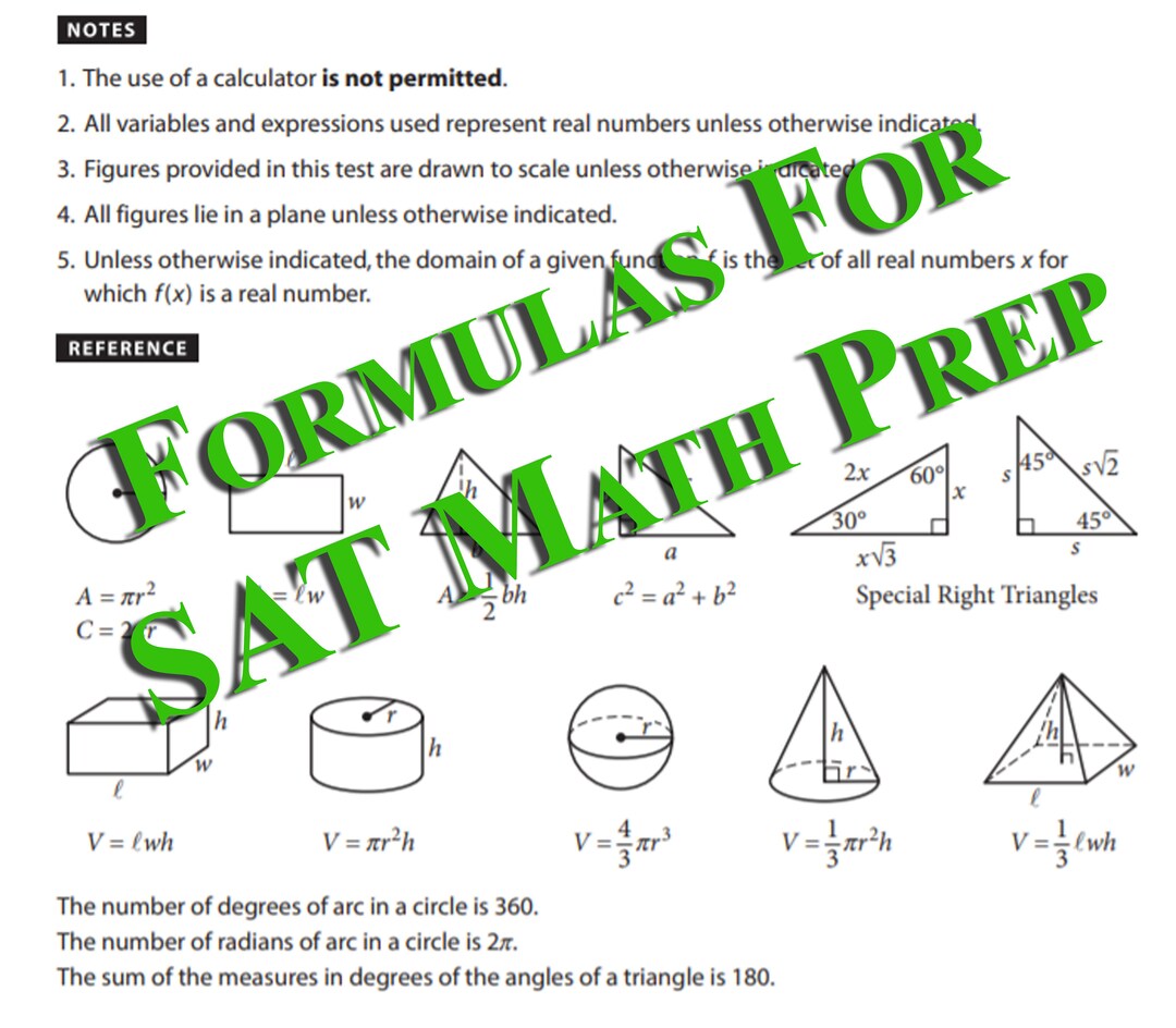 SAT Math Study Guide/formula Sheet for Math Prep - Etsy