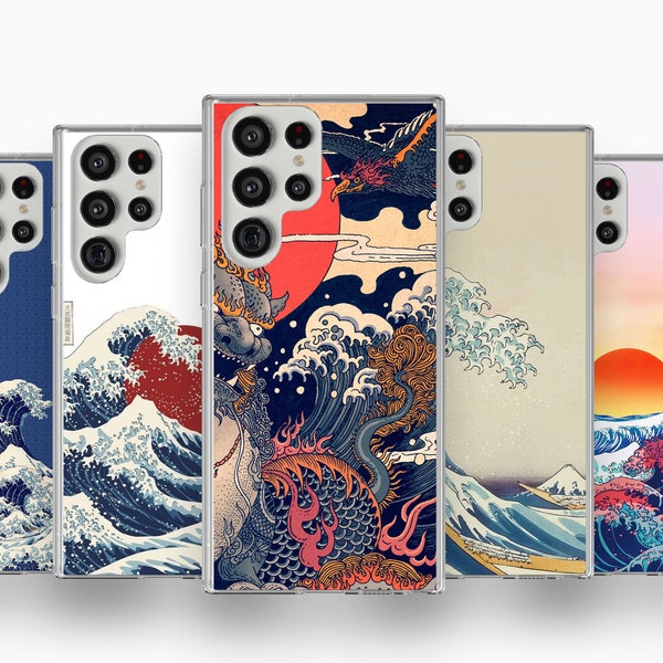 Japanese Kanagawa Great Wave Samsung Case, Aesthetic Art Cute Cover for Samsung Galaxy S23 S22Plus S21 Ultra A32 Note20 Zflip4 A12