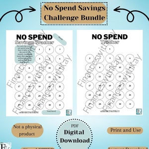 No Spend Savings Challenge Bundle - Us Letter Size - INSTANT DIGITAL DOWNLOAD - Pdf - Savings Goals - Savings Challenge -Budgeting