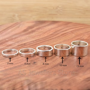 925 Sterling Silver Flat 3mm 4mm 5mm 6mm 8mm 10mm 15mm Party Band Promise Engagement Ring Thumb Toe Midi Simple Minimalist Ring Sizes 4-14
