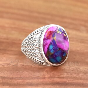 Pink Copper Turquoise Ring,925 Sterling Silver Ring, Gemstone Silver Jewelry, Handmade Ring, Statement Jewelry, Statement Ring, Silver Ring