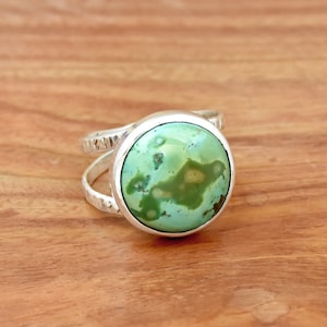 Tibetan Turquoise Ring:  925 Sterling Silver Split Band Statement Ring