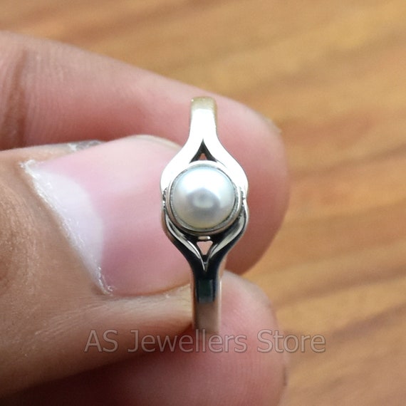 Natural Pearl Ring: Handmade 925 Sterling Silver Boho Statement Ring