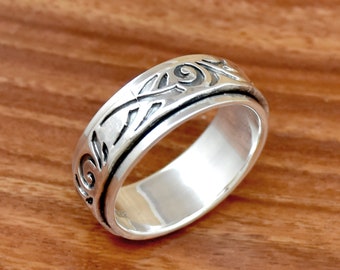 ChicSilver 925 Sterling Silver Spinner Band Ring – Anxiety & Meditation Worry Ring For Women & Men (Size 10, Statement Style)