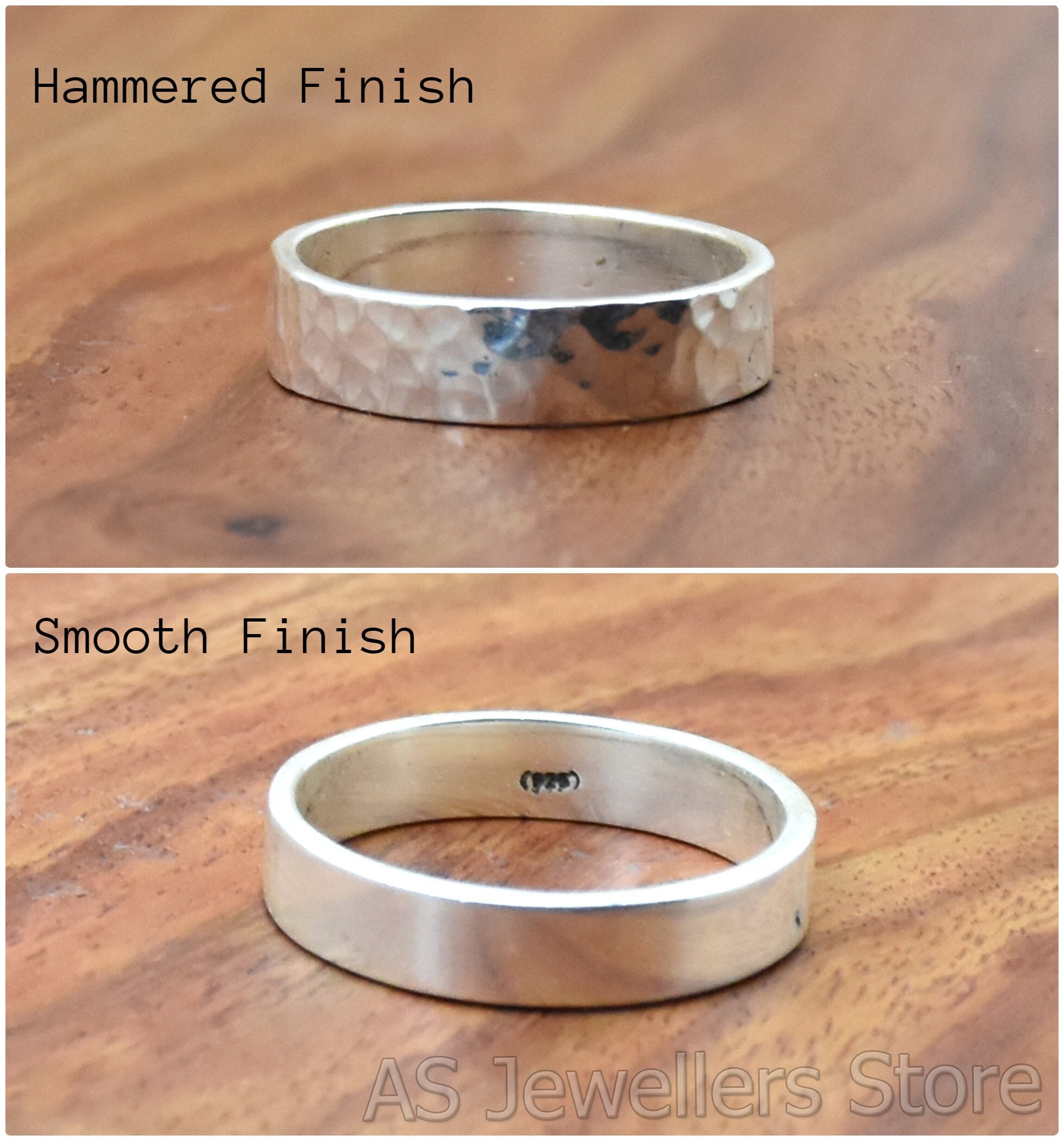 Hammered 925 Sterling Silver Band Ring: Custom Engraved 5mm - Etsy