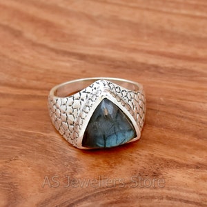 Bague en labradorite naturelle, bague pour homme, bague pour homme en labradorite, bague en argent faite main, bague en argent pour homme, bague en argent sterling 925, cadeau pour lui