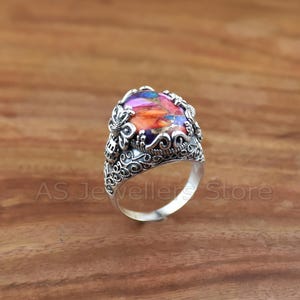 Handmade Pink Oyster Turquoise Ring: Sterling Silver Gemstone Jewelry