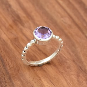 Natürlicher Amethyst Ring, 925 Sterling Silber Ring, Handgemachter Ring, Boho Ring, Designer Ring, Amethyst Silberring, zierlicher Ring, Geschenk für Sie