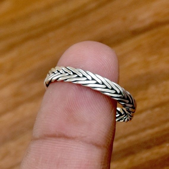 Solid 925 Sterling Silver Rope Ring Handmade Ring Thin Wire Ring Boho Ring Rope Band Band Silver Ring Silver Rope Ring Dainty Ring Etsy
