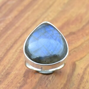 Adjustable Labradorite Ring,925 Sterling Silver Ring: Engagement Promise Jewelry