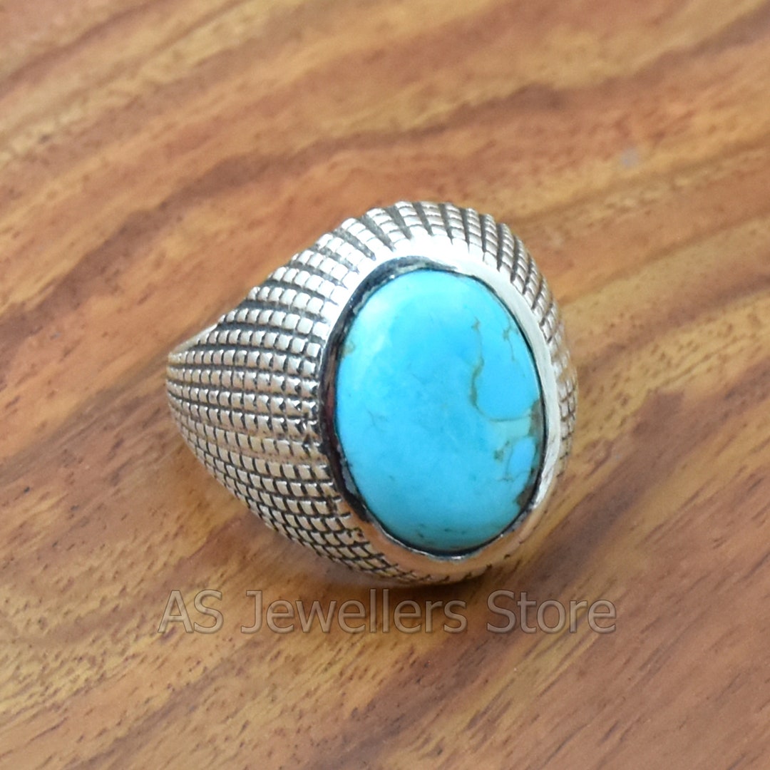 Handmade Mohave Turquoise Ring: 925 Sterling Silver Designer Ring - Etsy