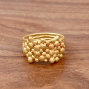 Handmade Wraparound Ring, Balls Ring, Gold Plated Ring, 925 Sterling Silver Ring, Wire Wrap Ring, Gold Vermeil Ring, Matt Finish Gold Ring