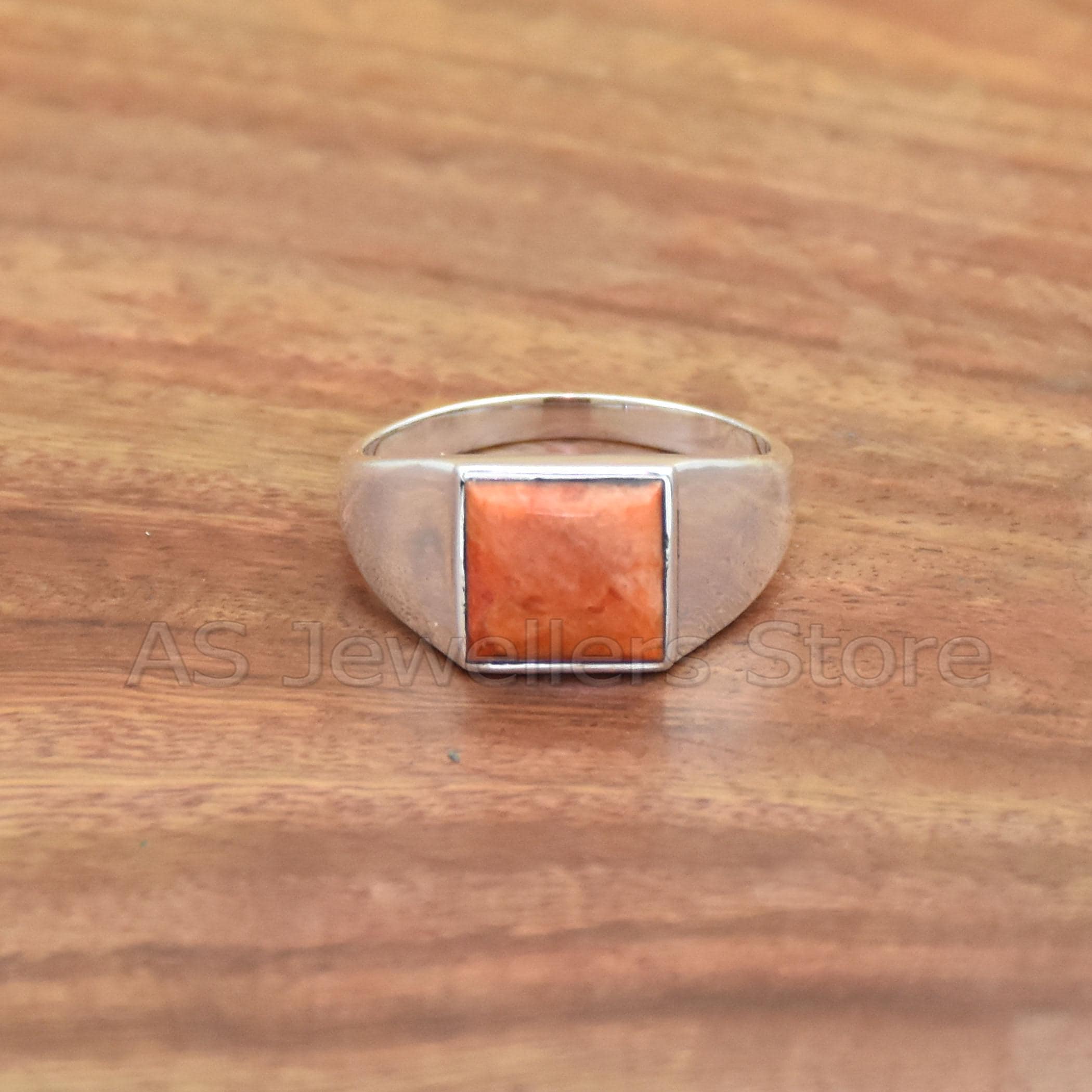 Sponge Coral Ring, 925 Sterling Silver Ring, Orange Gemstone Ring, Handmade Silver Jewelry, Designer Sponge Coral Ring, Gift For Him.