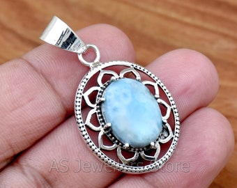 Handmade Larimar Pendant: 925 Sterling Silver Gemstone Jewelry