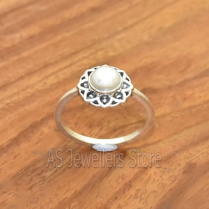 Natural Pearl Ring: Handmade 925 Sterling Silver Boho Statement Ring