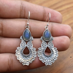 Labradorite Earrings 925 Sterling Silver Earrings Labradorite Gemstone Earrings Jewelry Handmade Earrings Labradorite Jewelry Gift For Her