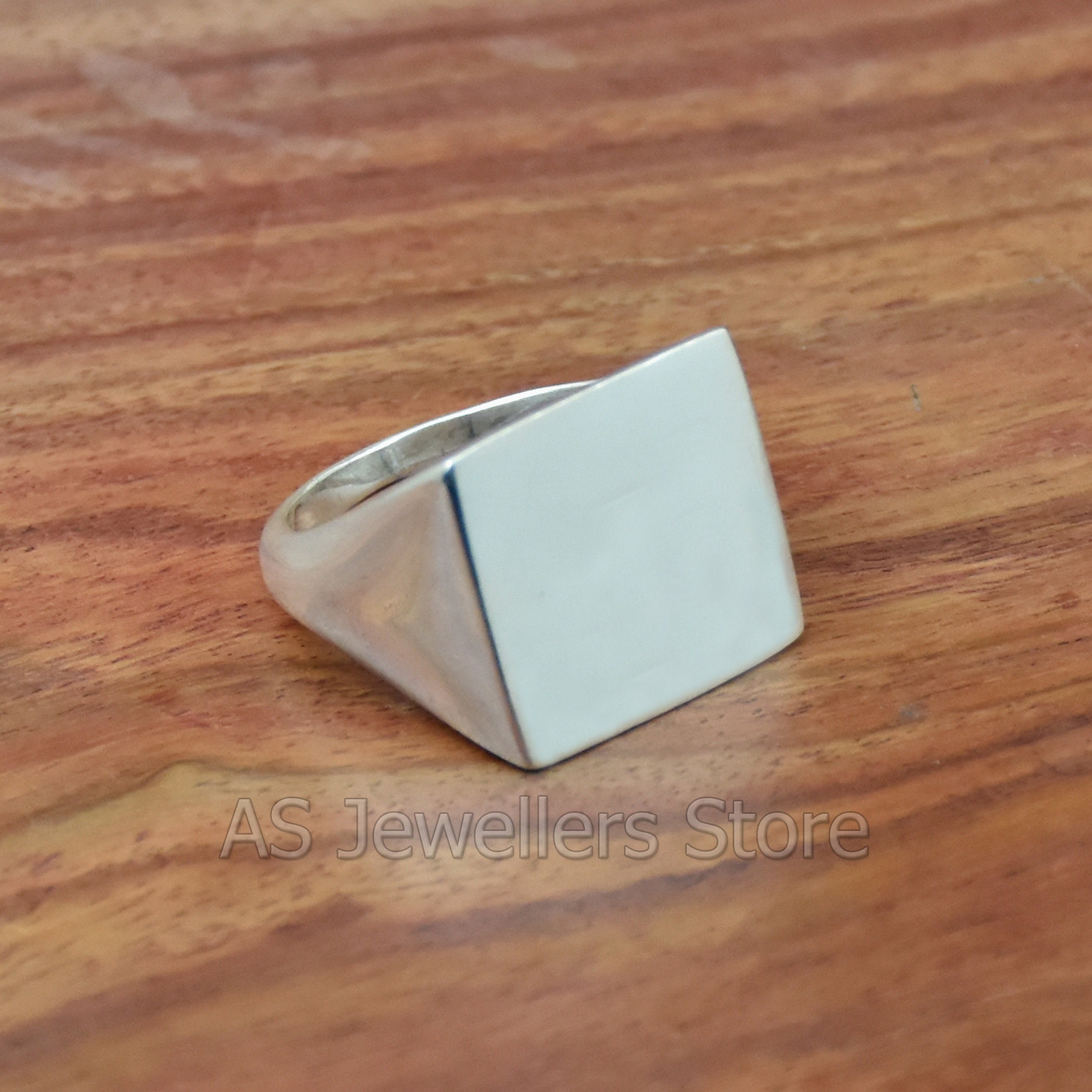Handmade 925 Sterling Silver Square Ring - Statement Ring for Men
