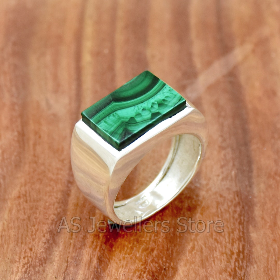 Malachite Ring Mens Ring Malachite Men's Ring Handmade Etsy