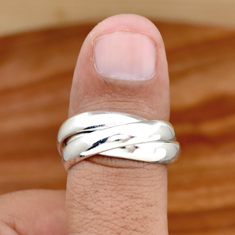 925 Sterling Silver Triple interlocked Ring, Three Rolling Ring, Multi Band Rings, Handmade Ring, Statement Ring, Ready To Ship image 2
