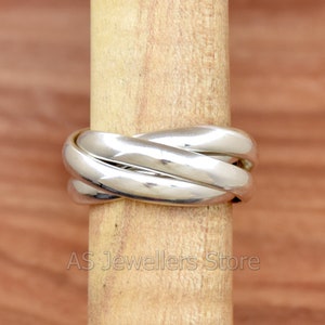 925 Sterling Silver 4 mm Four Interlocked Ring, Four Rolling Ring, Multi Band Rings, Handmade Ring, Statement Ring, Ready To Ship