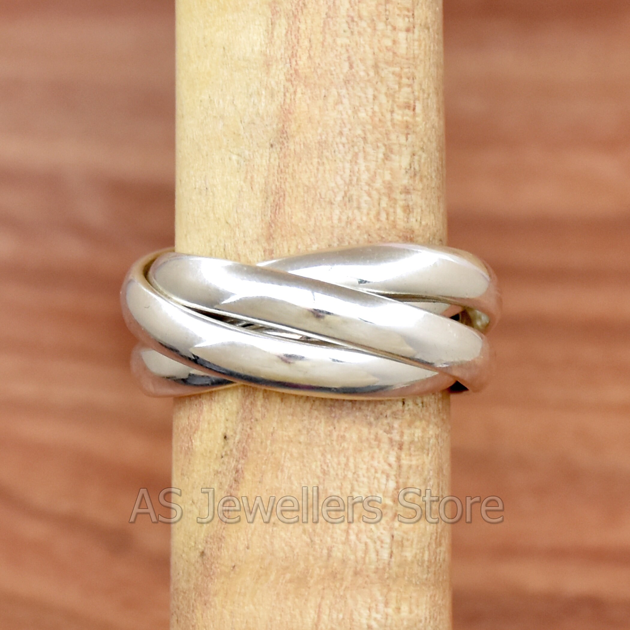 Enterlocked Rings 925 Sterling Silver 4mm 4 Interlocked Rolling Ring: Handmade Statement ...