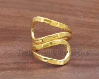 925 Sterling Silver Rings, Gold Vermeil Ring, Adjustable  NEW Gold/Sterling Silver Curve Adjustable Ring main image 0