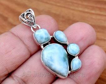 Handmade Larimar Pendant: 925 Sterling Silver Gemstone Necklace