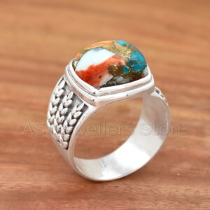 Handmade Oyster Turquoise Ring: Dainty 925 Sterling Silver Jewelry