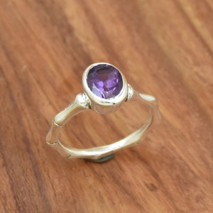 Natürlicher Amethyst Ring, 925 Sterling Silber Ring, zierlicher Ring, Amethyst Silber Ring, handgemachter Ring, Boho Ring, Designer Ring, Geschenk für sie