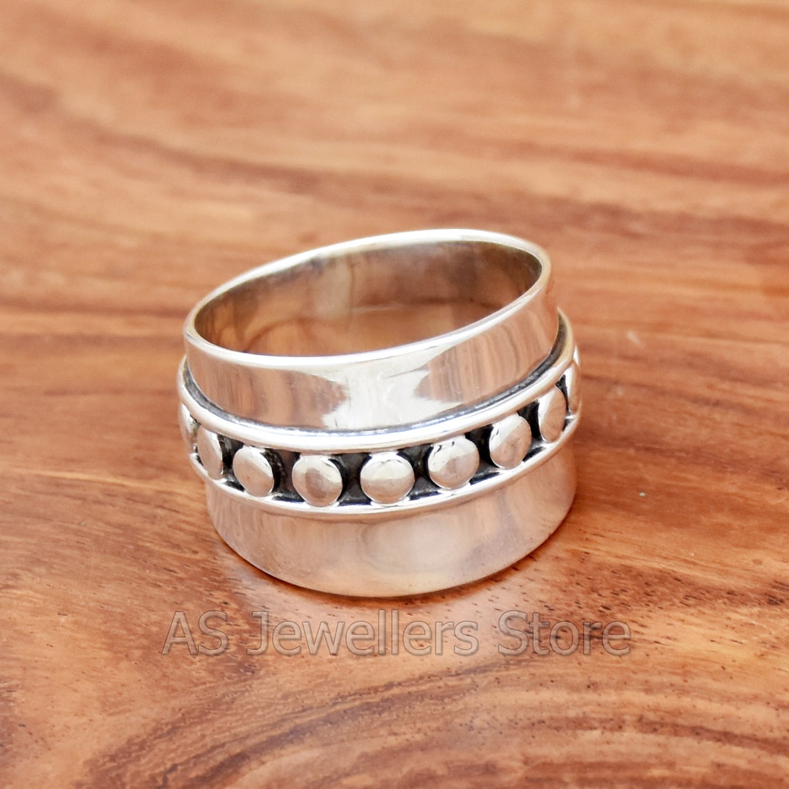 Handmade 925 Sterling Silver Dot Ring: Wide Band Boho Thumb Ring - Etsy